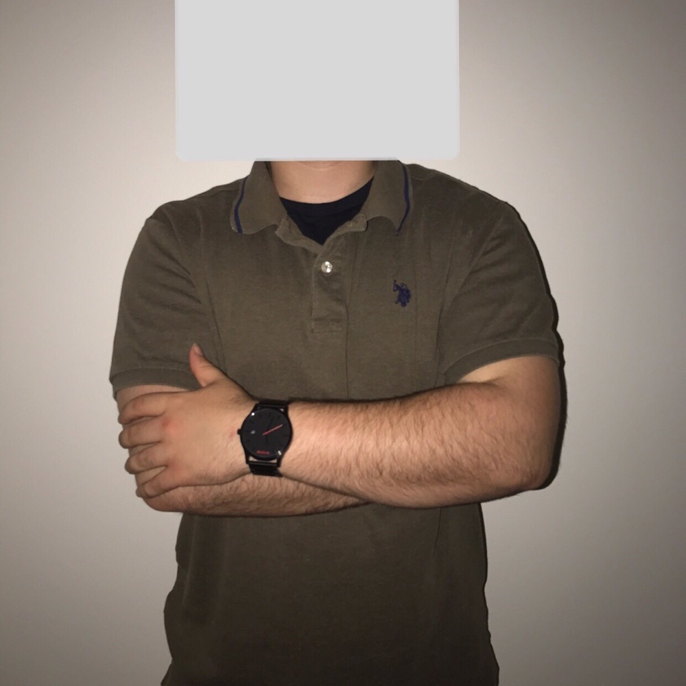 Ralph Lauren polo shirt//brownish green//button on